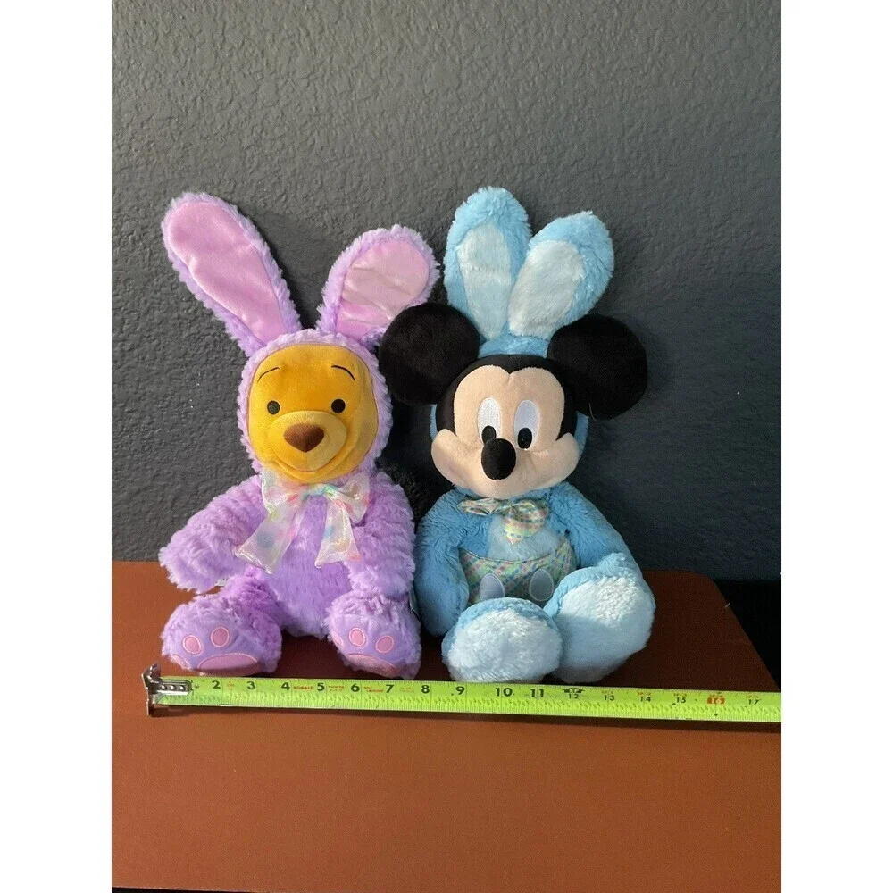 DISNEY Store Mickey & Pooh  Bunny Plush Easter Bunny Pastel Colored